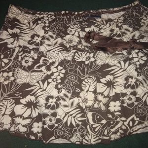 XL brown and white floral skirt